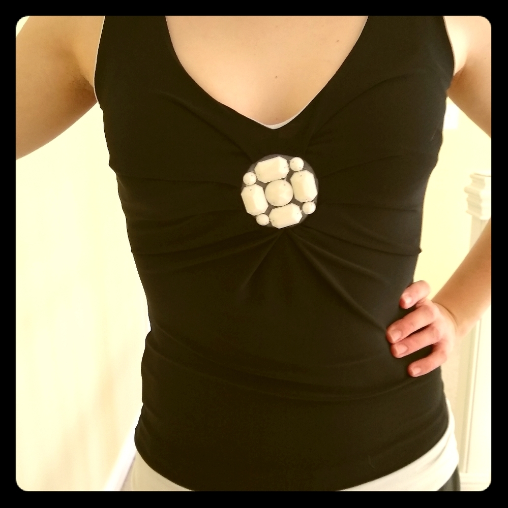 Vintage black and white fitted blouse
